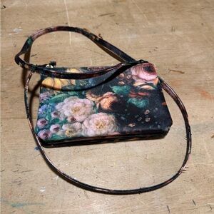 Floral Print Clutch with Wristlet Strap